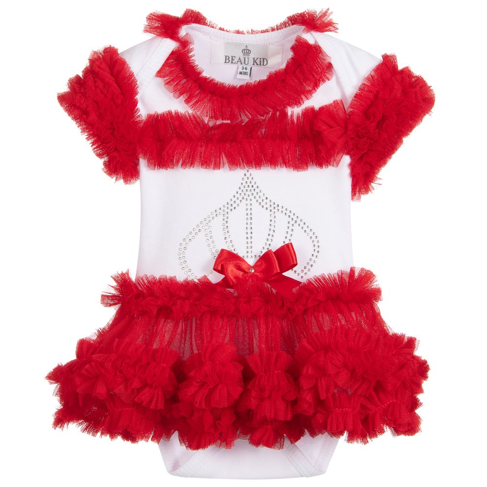 Beau KiD - Body blanc en coton et en tulle | Childrensalon