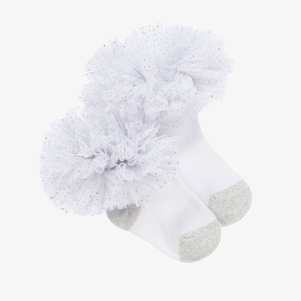 Beau KiD-White Cotton & Tulle Socks | Childrensalon Outlet