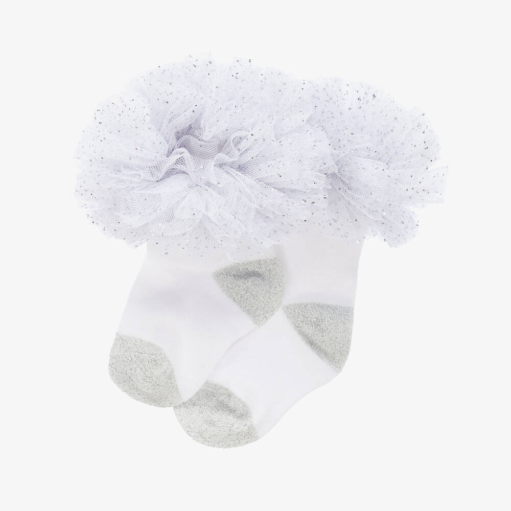 Beau KiD-White Cotton & Tulle Socks | Childrensalon Outlet