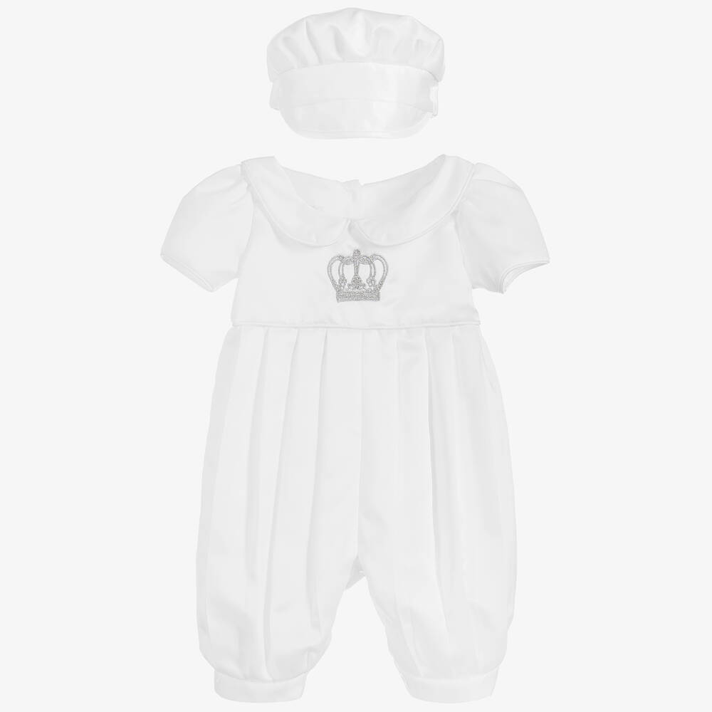 Beau KiD - Weißes Satin-Strampelanzug-Set | Childrensalon