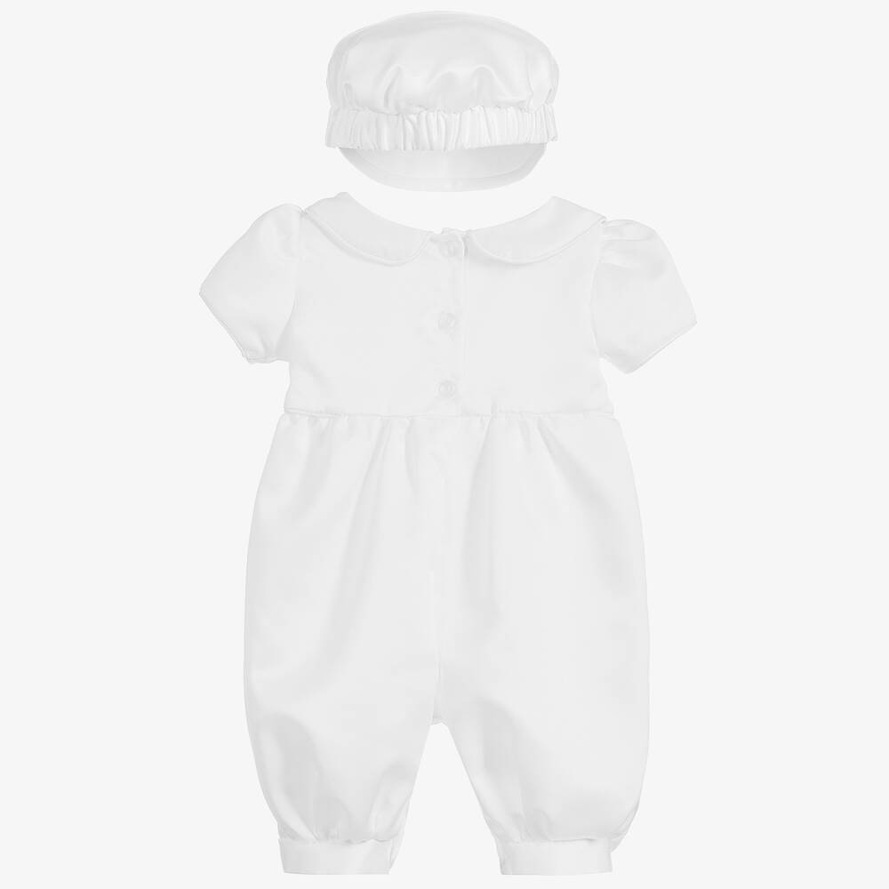 Beau KiD White Satin Babysuit Set Childrensalon Outlet