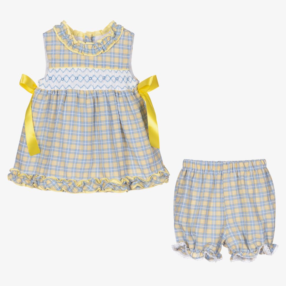Beau KiD-Yellow & Blue Check Dress Set | Childrensalon Outlet