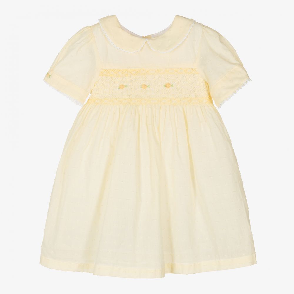 Beau KiD - Желтое платье из хлопка плюмети с вафельными сборками | Childrensalon