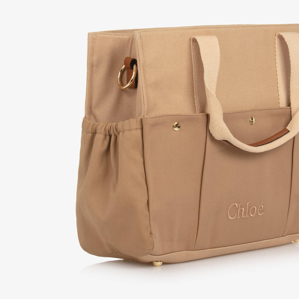 Chloé-Beige Canvas Changing Bag with Pouch & Mat (41cm) | Childrensalon Outlet