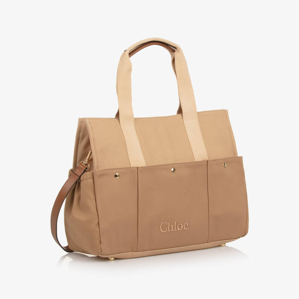 Chloé-Beige Canvas Changing Bag with Pouch & Mat (41cm) | Childrensalon Outlet
