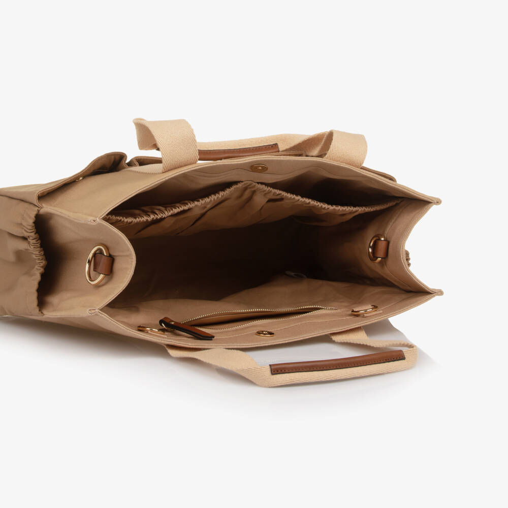 Chloé-Beige Canvas Changing Bag with Pouch & Mat (41cm) | Childrensalon Outlet