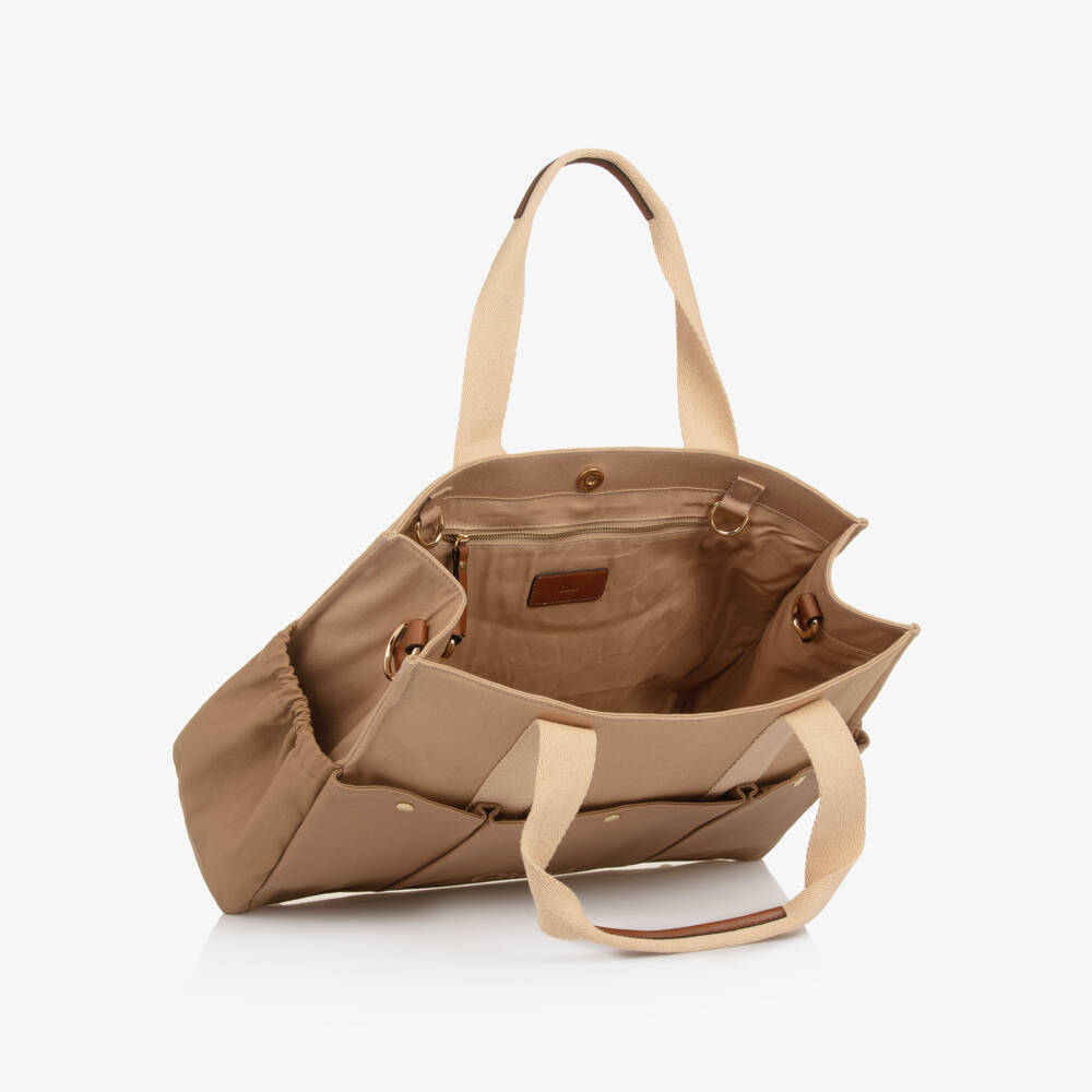 Chloé-Beige Canvas Changing Bag with Pouch & Mat (41cm) | Childrensalon Outlet
