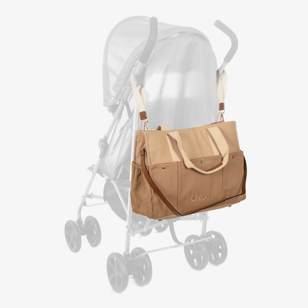 Chloé-Beige Canvas Changing Bag with Pouch & Mat (41cm) | Childrensalon Outlet