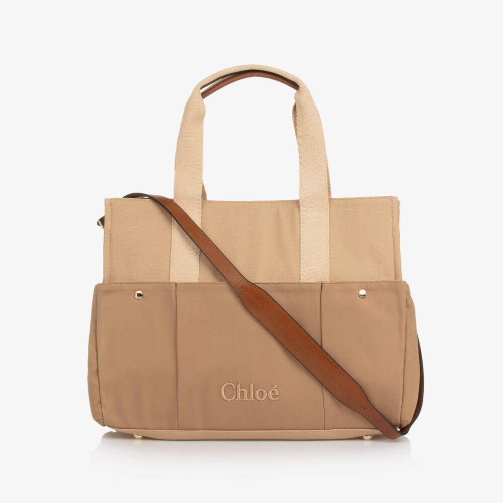 Chloé-Beige Canvas Changing Bag with Pouch & Mat (41cm) | Childrensalon Outlet
