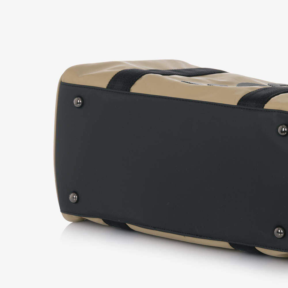 BOSS-Beige Changing Bag With Bold Black Logo (32cm) | Childrensalon Outlet