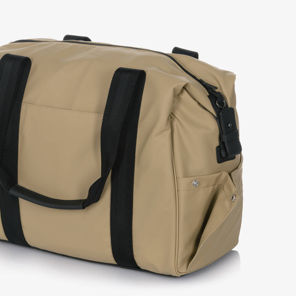 BOSS-Beige Changing Bag With Bold Black Logo (32cm) | Childrensalon Outlet