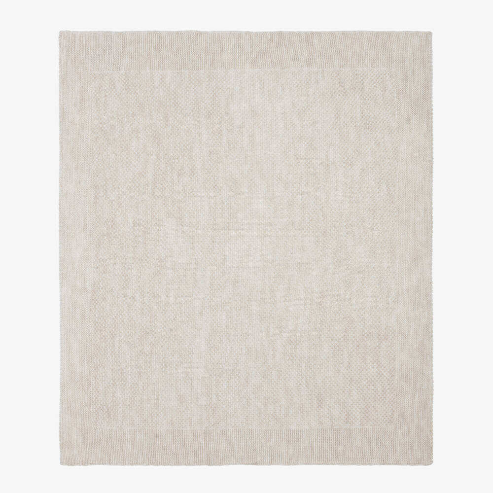 Babidu-Beige Chunky Knit Blanket (105cm) | Childrensalon Outlet