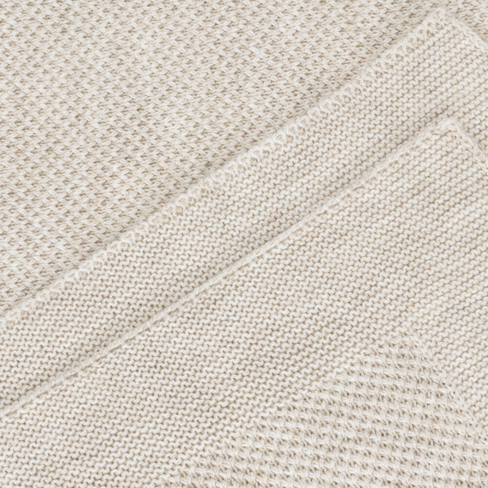 Babidu-Beige Chunky Knit Blanket (105cm) | Childrensalon Outlet