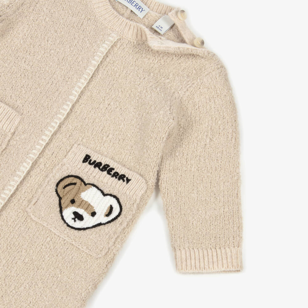 Burberry-Beige Cotton & Cashmere Knitted Romper | Childrensalon Outlet