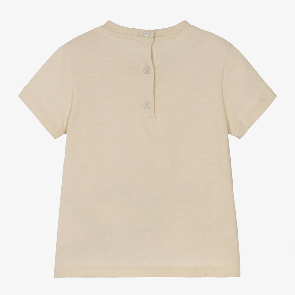 Fendi-Beige Cotton FF Logo T-Shirt | Childrensalon Outlet