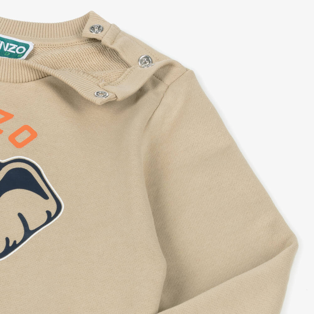 KENZO KIDS-Beige Cotton Jersey Elephant Tracksuit | Childrensalon Outlet