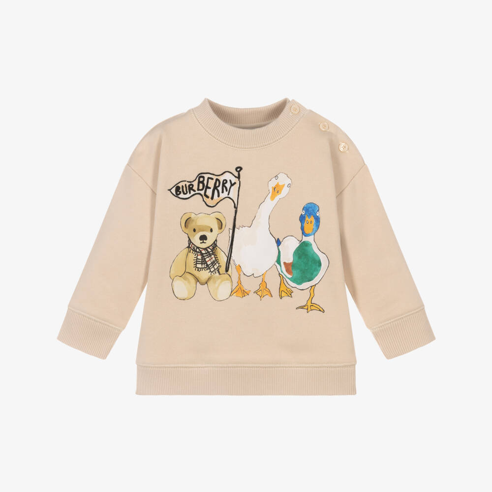 Burberry-Beige Cotton Thomas Bear & Friends Sweatshirt | Childrensalon Outlet