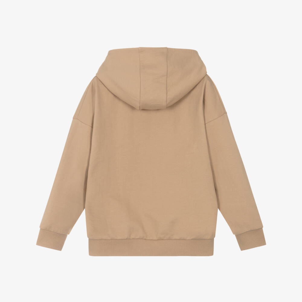 DKNY-Beige Cotton Tonal Logo Hoodie | Childrensalon Outlet