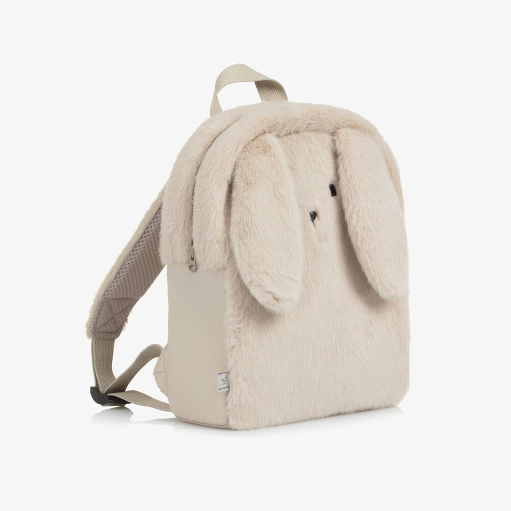 Liewood-Beige Faux Fur Bunny Backpack (25cm) | Childrensalon Outlet