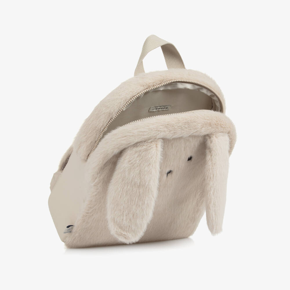Liewood-Beige Faux Fur Bunny Backpack (25cm) | Childrensalon Outlet