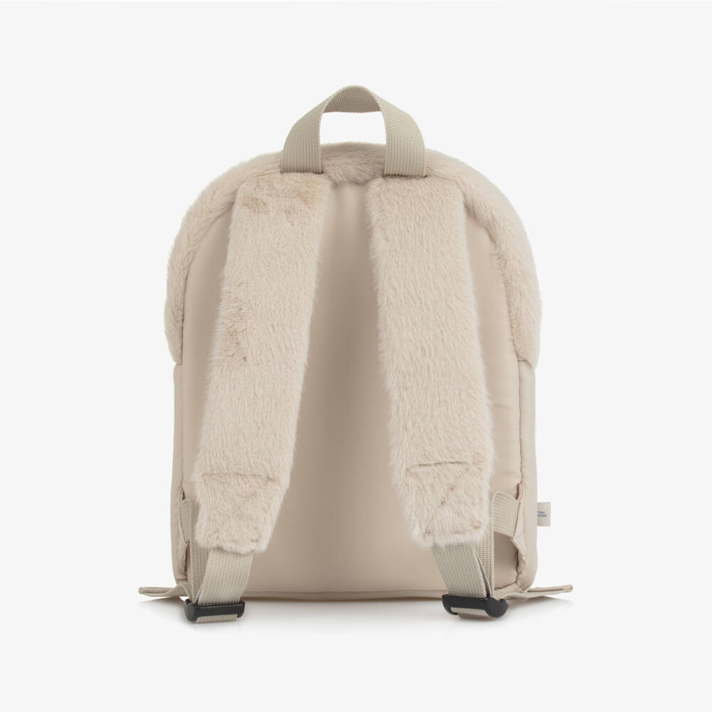 Liewood-Beige Faux Fur Bunny Backpack (25cm) | Childrensalon Outlet