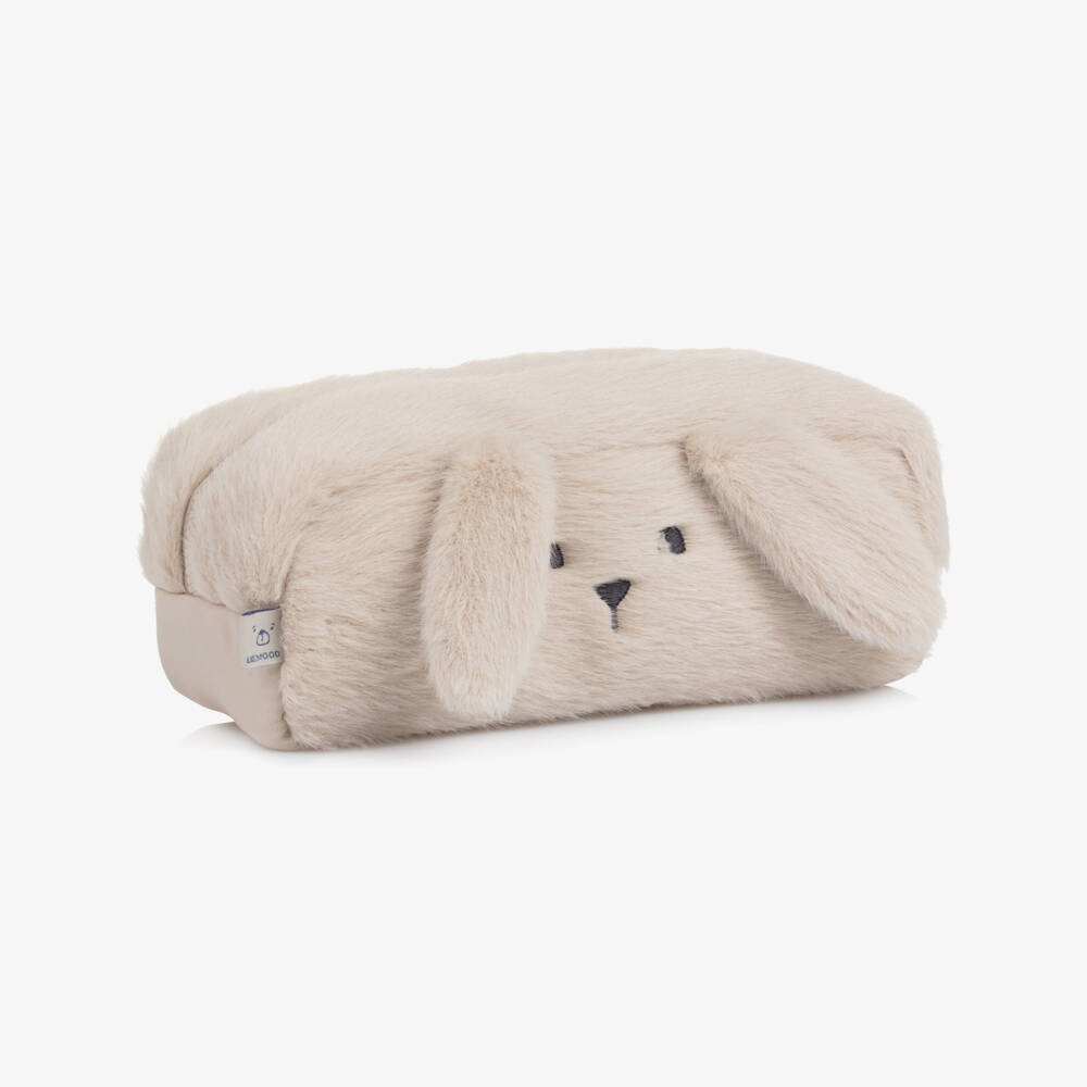 Liewood-Beige Faux Fur Bunny Pencil Case (21cm) | Childrensalon Outlet