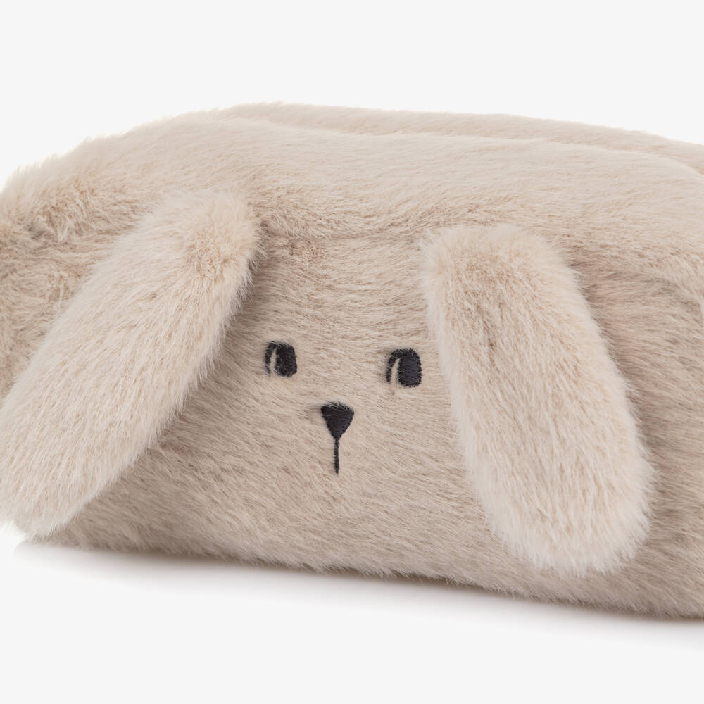 Liewood-Beige Faux Fur Bunny Pencil Case (21cm) | Childrensalon Outlet