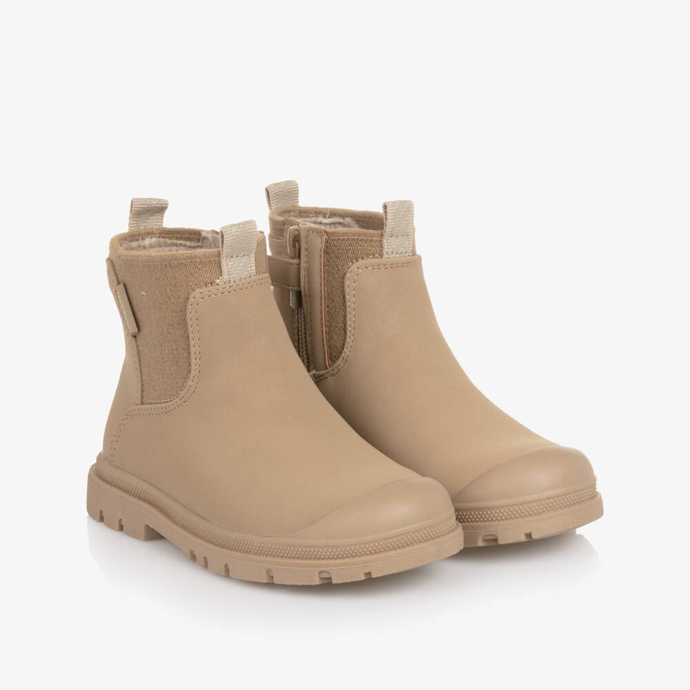 Mayoral-Beige Faux Leather Chelsea Boots | Childrensalon Outlet