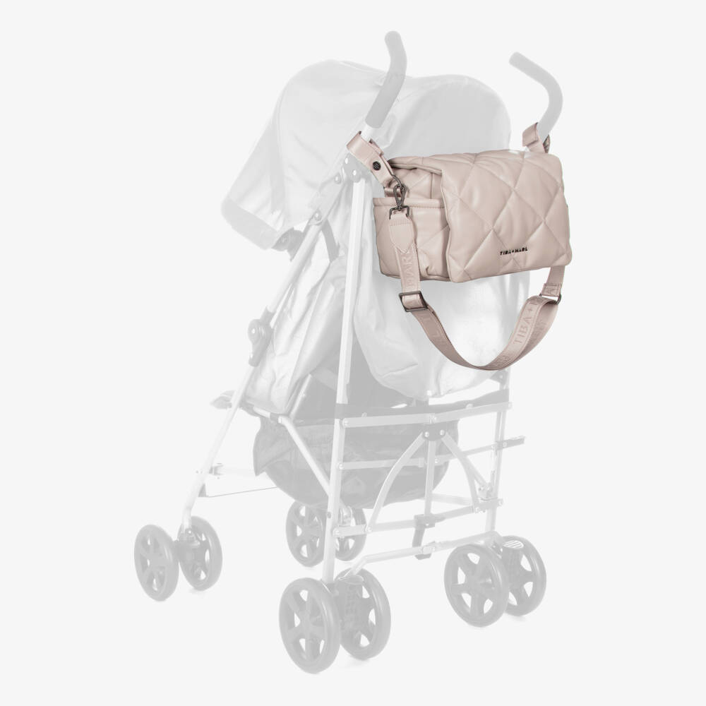 TIBA + MARL-Beige Faux Leather Quilted Changing Bag (34cm) | Childrensalon Outlet