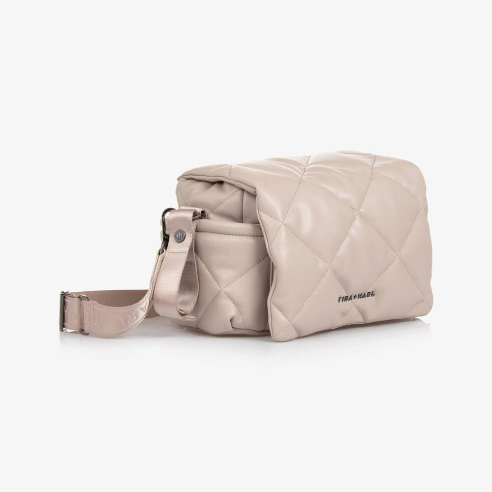 TIBA + MARL-Beige Faux Leather Quilted Changing Bag (34cm) | Childrensalon Outlet