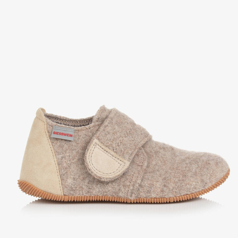 Giesswein-Beige Felted Wool Slippers | Childrensalon Outlet