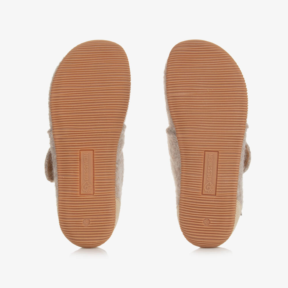 Giesswein-Beige Felted Wool Slippers | Childrensalon Outlet