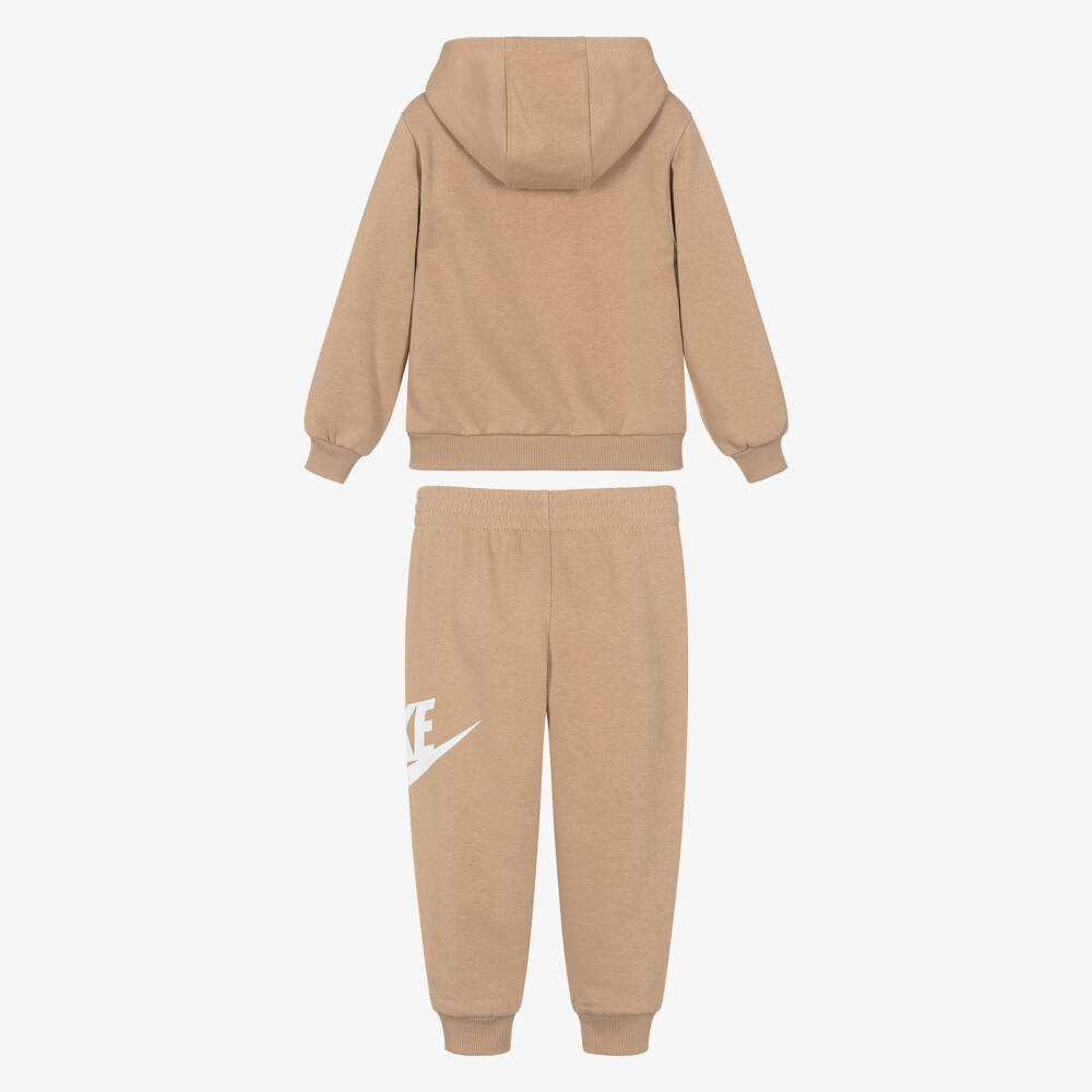 Nike-Beige Hooded Swoosh Logo Tracksuit | Childrensalon Outlet