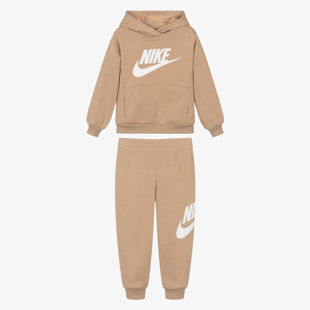 Nike-Beige Hooded Swoosh Logo Tracksuit | Childrensalon Outlet