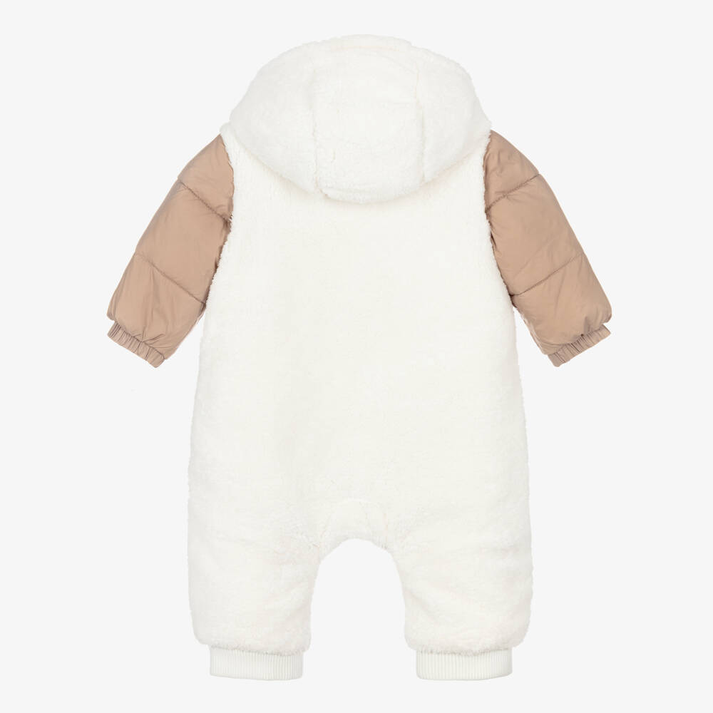 Tommy Hilfiger-Beige & Ivory Sherpa Hooded Pramsuit | Childrensalon Outlet