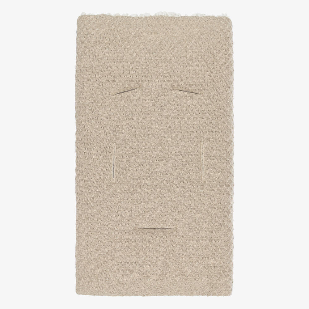 PAZ Rodríguez-Beige Knitted Nest with Patterned Lining (68cm) | Childrensalon Outlet