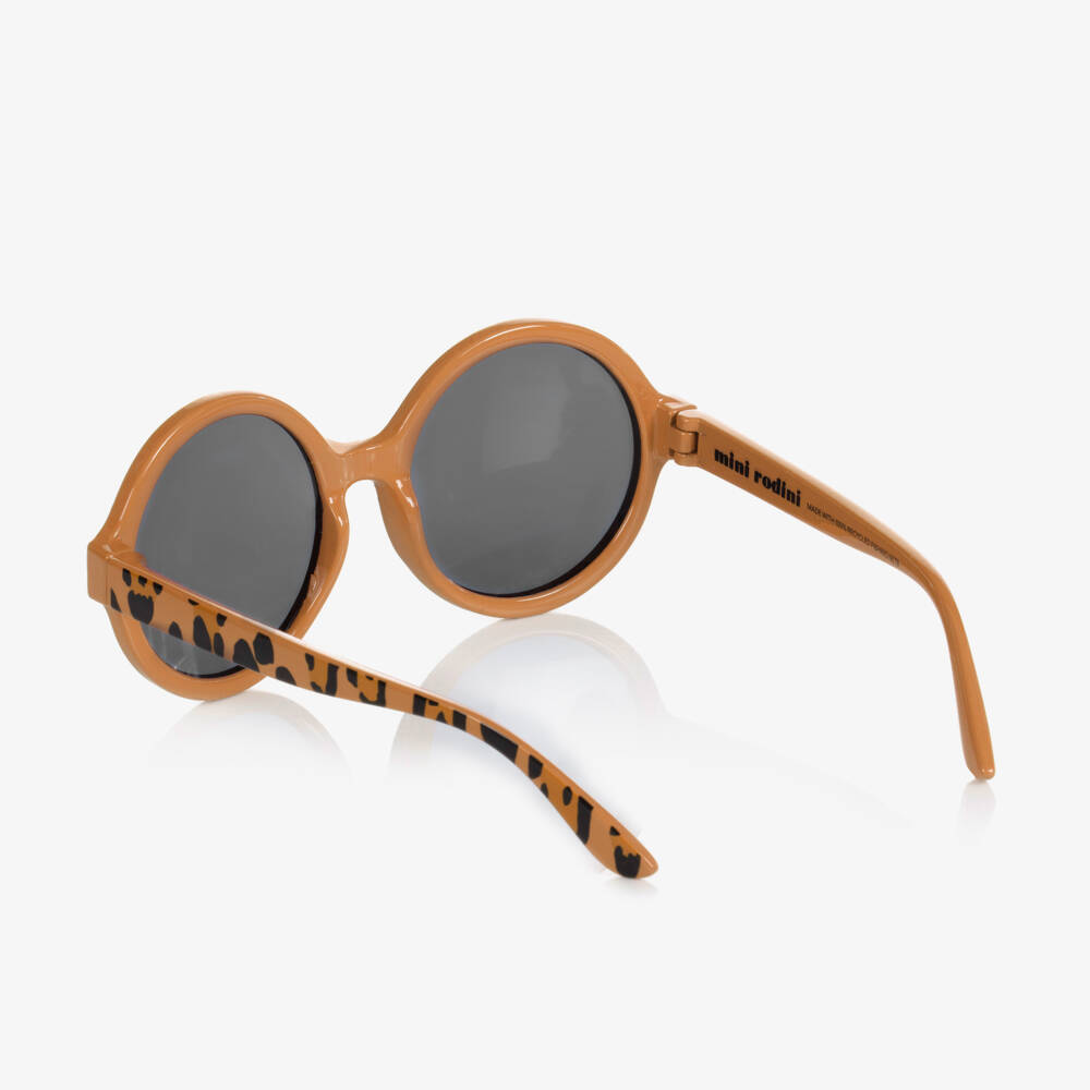 Mini Rodini-Beige Leopard Print Round Sunglasses | Childrensalon Outlet