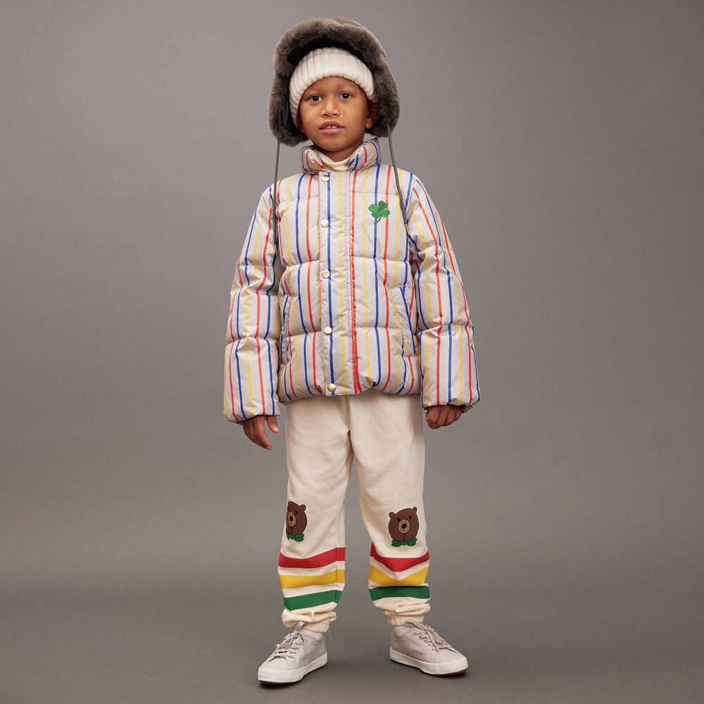 Mini Rodini-Beige & Multicolour Striped Puffer Jacket | Childrensalon Outlet