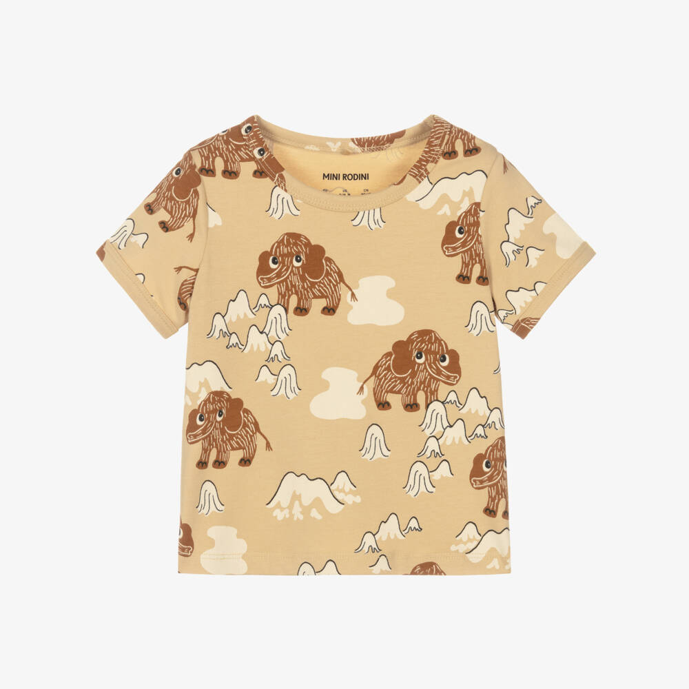 Mini Rodini-Beige Organic Cotton Mammoth T-Shirt | Childrensalon Outlet