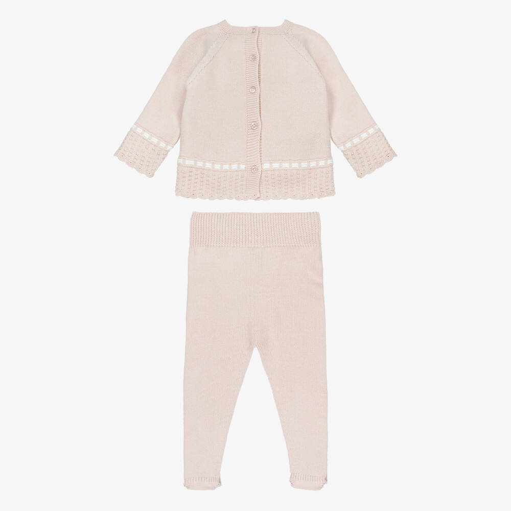 Artesanía Granlei-Beige Patterned Knit 2 Piece Babygrow | Childrensalon Outlet
