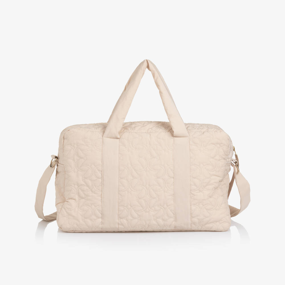 Elie Saab-Beige Quilted Changing Bag with Embroidered Logo Design (44cm) | Childrensalon Outlet