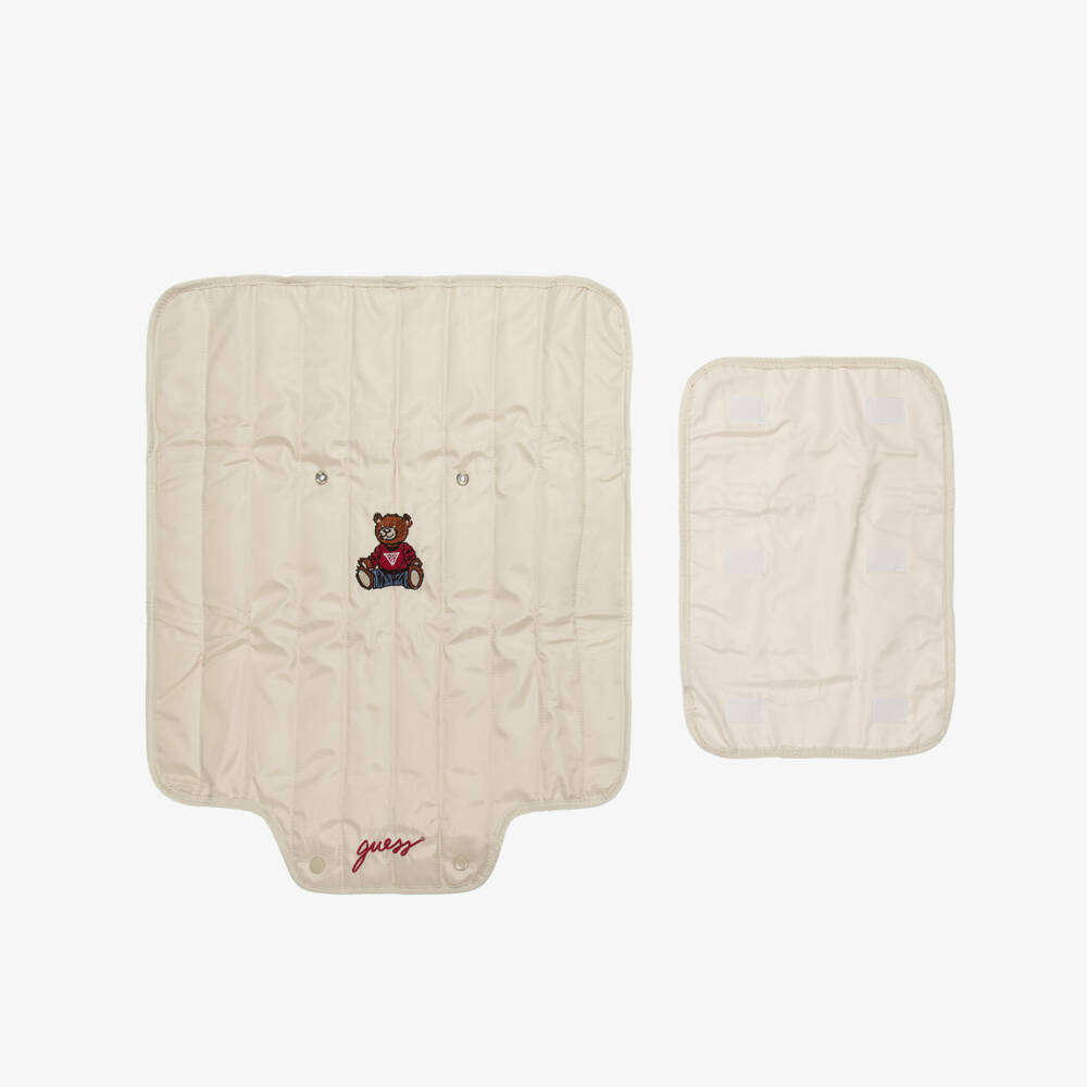 Guess-Beige Quilted Changing Mat with Bear Embroidery (61cm) | Childrensalon Outlet