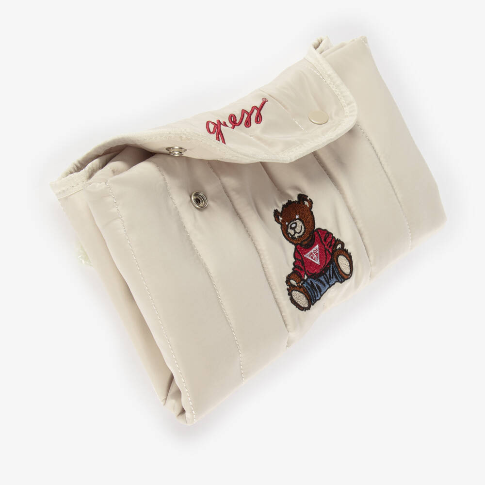 Guess-Beige Quilted Changing Mat with Bear Embroidery (61cm) | Childrensalon Outlet