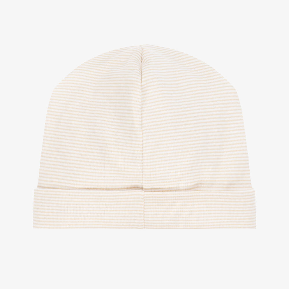 Kissy Kissy-قبعة قطن بيما مخططة بلون البيج | Childrensalon Outlet