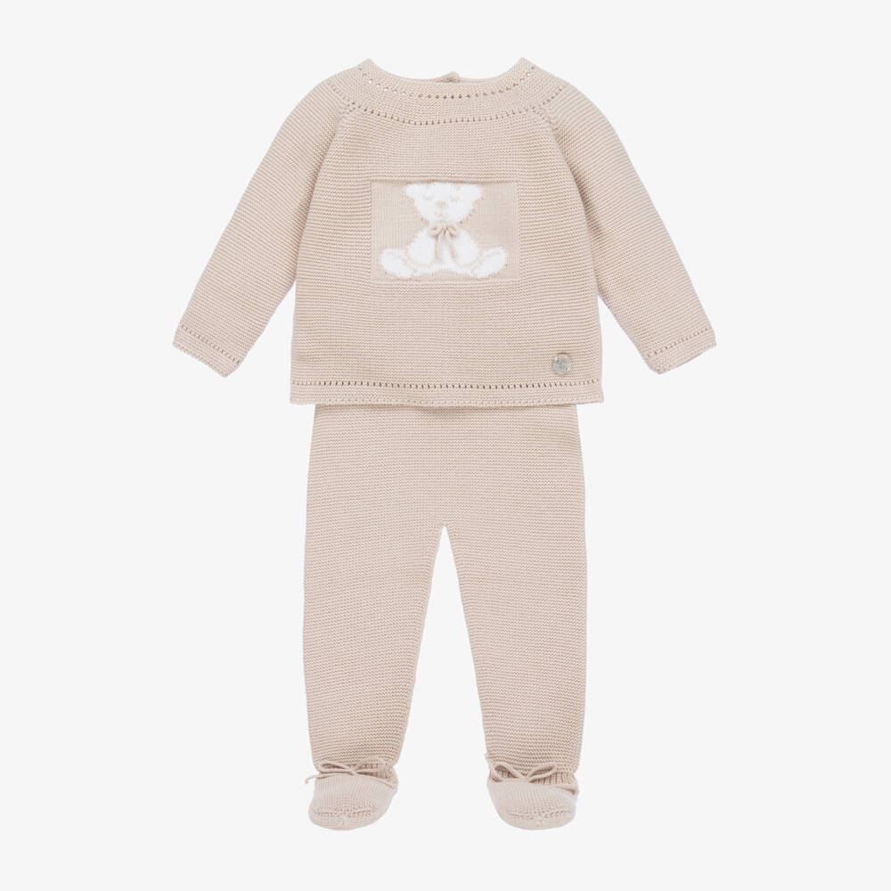 Artesanía Granlei-Beige Teddy Bear 2 Piece Babygrow | Childrensalon Outlet