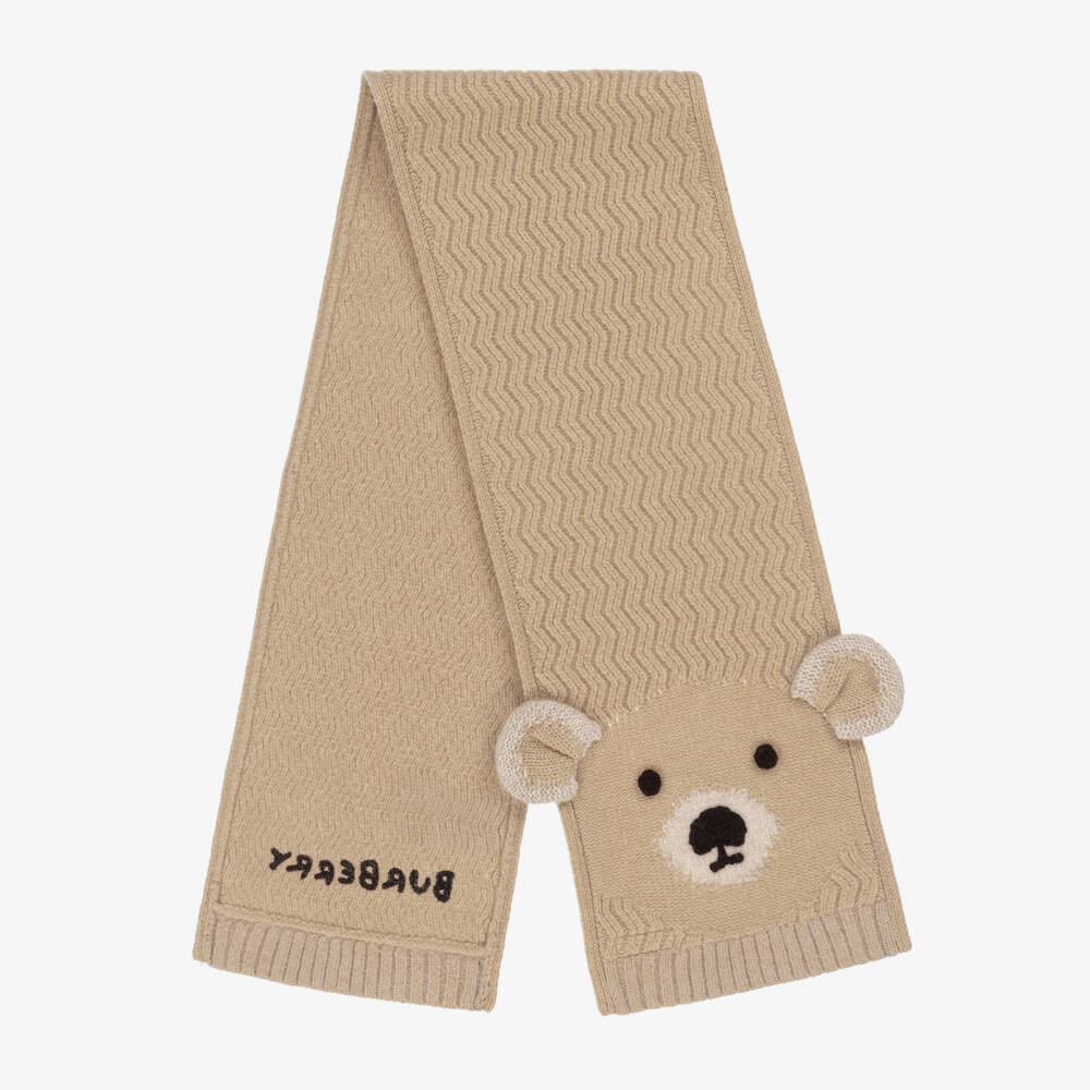 Burberry-Beige Thomas Bear Wool Knit Scarf (122cm) | Childrensalon Outlet