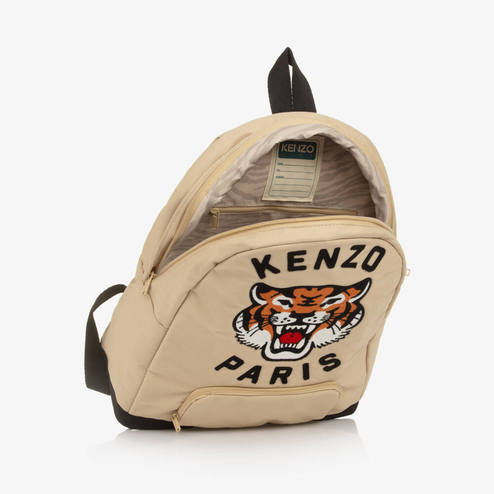 KENZO KIDS-Beige Tiger Logo Backpack (38cm) | Childrensalon Outlet