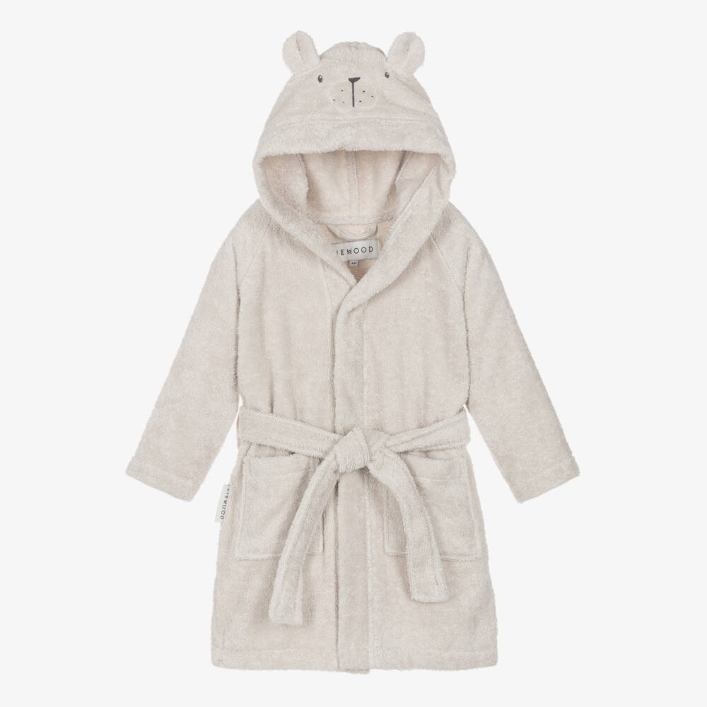 Liewood-Beige Towelling Polar Bear Bathrobe | Childrensalon Outlet