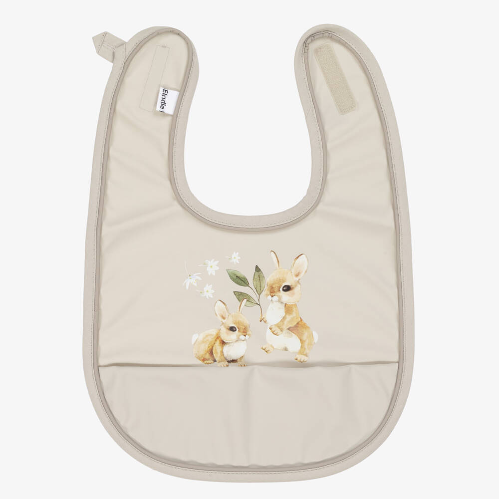 Elodie-Beige Wipe-Clean Bunny Bib | Childrensalon Outlet