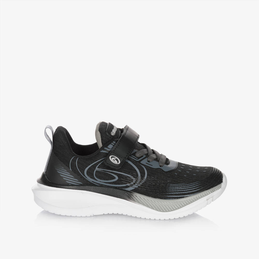 Beppi-Boys Black Velcro Trainers with Logo Print | Childrensalon Outlet